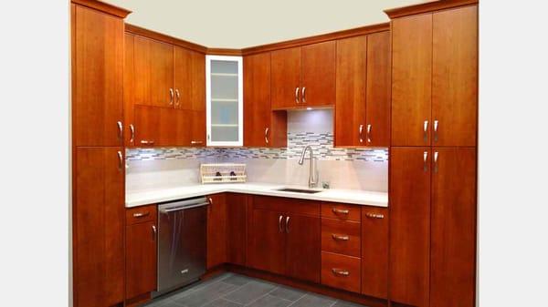 All wood cabinets.