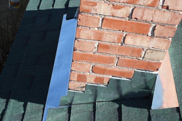 Chimney flashing closeup