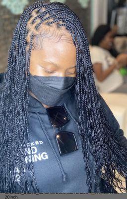 Small Bohemian Knotless braids 
Using 100% human hair