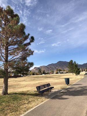 Park side walk ideal for exercise walking, jogging and walking.