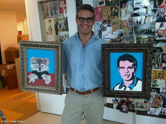 The AMazing Andy Cohen of Bravo TV with Portraits of "Giggy" & "PoP Andy" PoP art by MarianoPicos.com