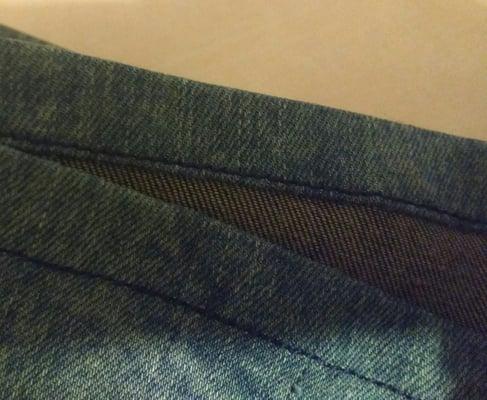 Length altered jeans, beautiful stitches inside and outside