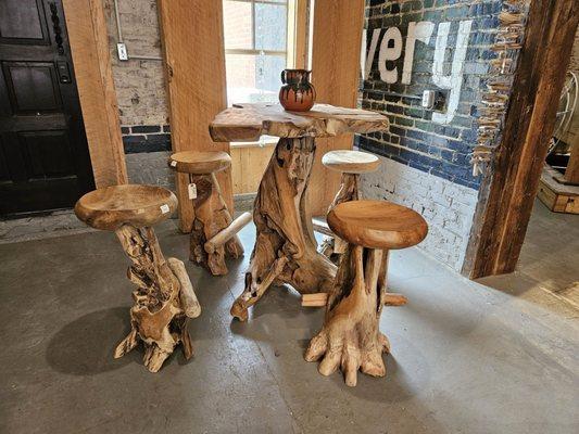 Natural wood table and chairs