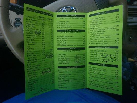 Inside menu