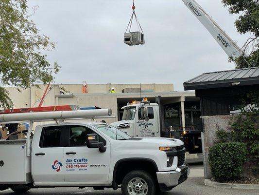 Commercial building downtown Escondido.  Replace of 4 rooftop package units