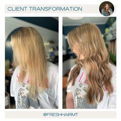 Before and after: 1 row of extensions