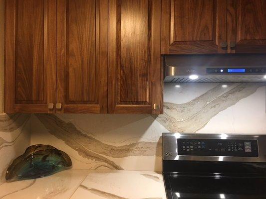 Walnut Cabinet with Brittanica Gold Quartz