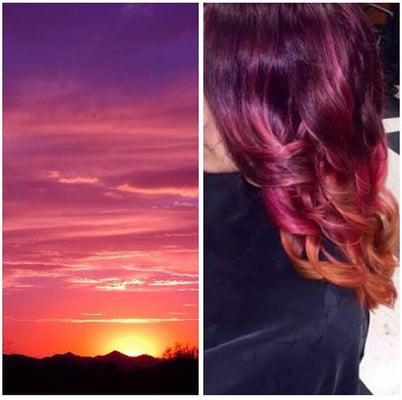 A client came in wanting her to look like a sunset & stylist Courtney perfected that look