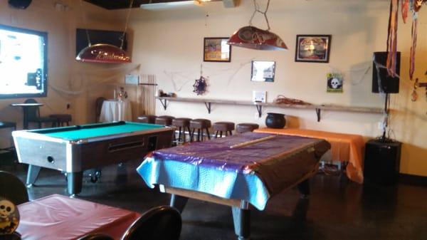 Two pool tables