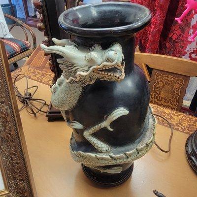 Large Green Dragon Thai Vase