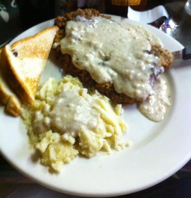 This was the chicken fried steak with mashed potatoes and Texas toast!