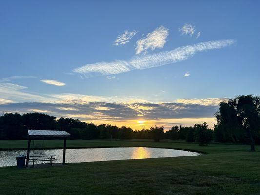 Fishing pond, with lots of catfish, bluegill and a few more.