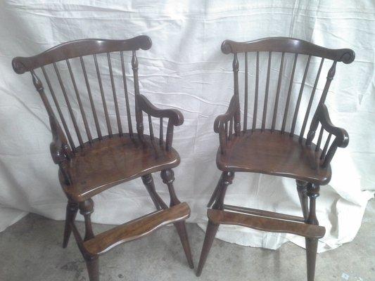 Twin High chairs, Solid Cherrywood.