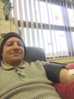 Giving a platelet donation. Two units, yay!