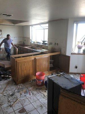 Before kitchen remodel in demolition faze.