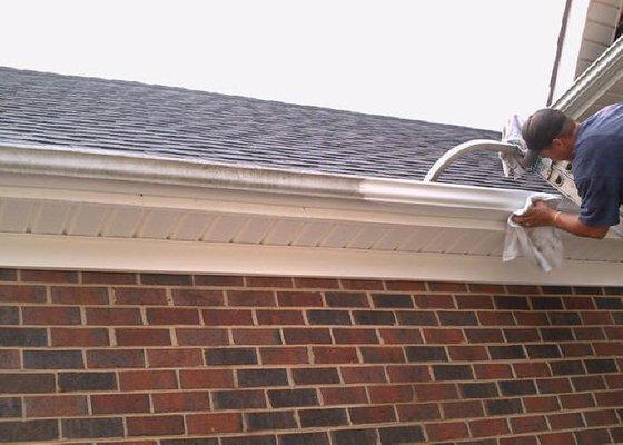 Gutter cleaning services and wipe down of outside of gutters.