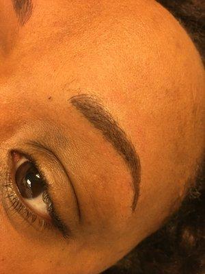 Immediately after combination hairstroke and powder brow