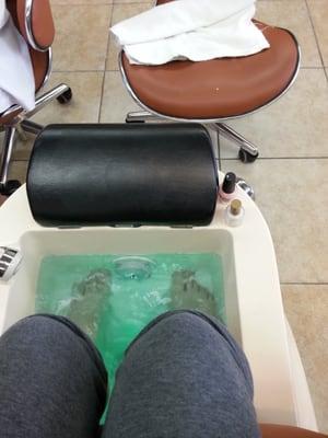 Soaking my feet whilst I relax.