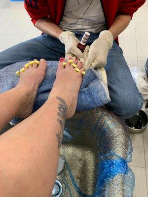 Pedicure underway!