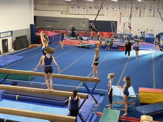 Gymnastics Team practice was underway in preparation for a virtual meet!