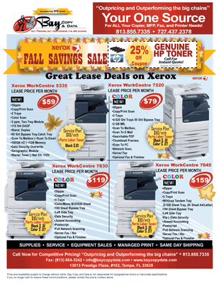 Lowest Priced Lease on new Xerox Copier Tampa