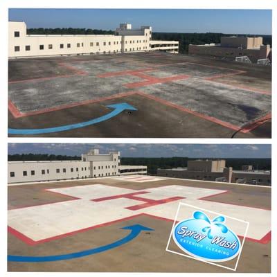 Cleaning the helipad at Tallahassee Memorial Hospital