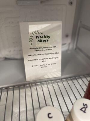 Vitality shots menu