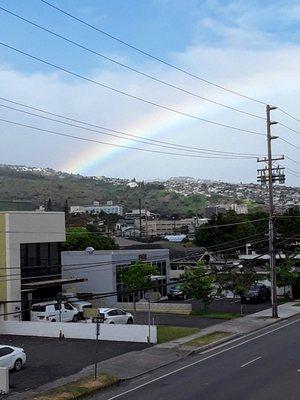 View from the 3rd floor  apt. on S. Beretania Street.. lower Manoa valley, the Stan Sheriff Center and much more..