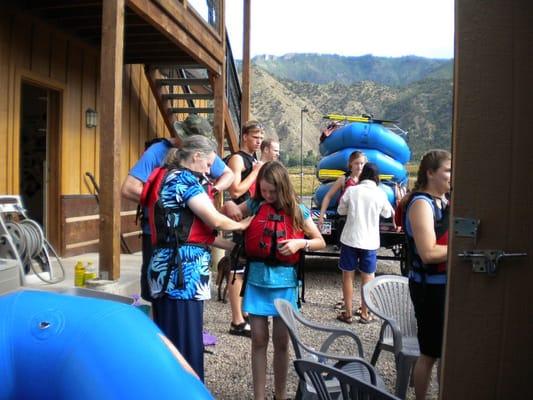 Getting ready at the boat house.