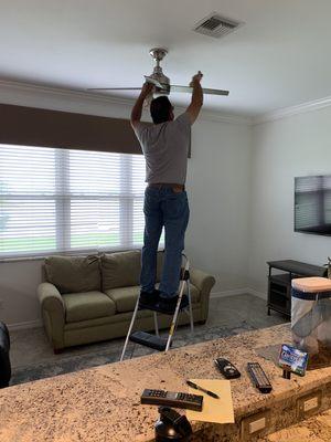 Cleaning ceiling fans!