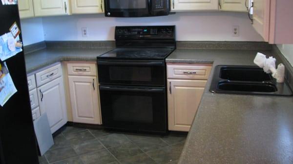 After: Vibrant Contrasting Countertops updates the entire room as a fraction of the cost of remodeling.