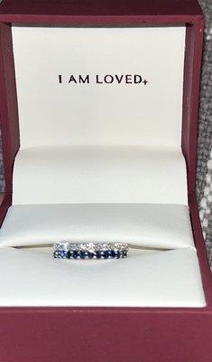 My gorgeous wedding band!! My amazing fiancé surprised me and had a blue sapphire band soldered to it. #thinblueline