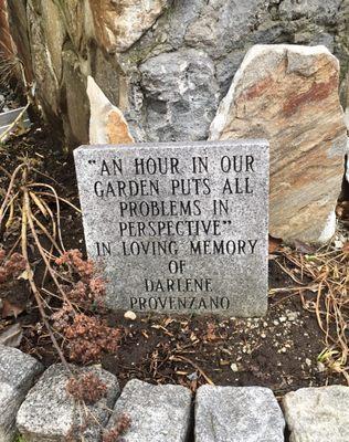 Memorial stone in the center courtyard