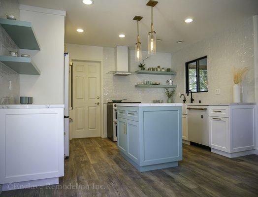 Contemporary Sage Green Kitchen - Huntington Beach Remodel