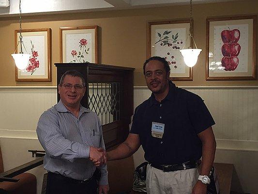 Our Printer/Business Machine Expert Alan Brown w/ Daniel Toomer, Sr. Network Admin @ our BNI (Business Network International) meeting.