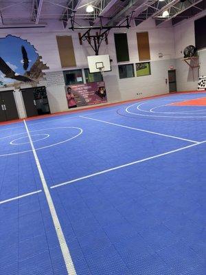 Basketball court for group exercises.