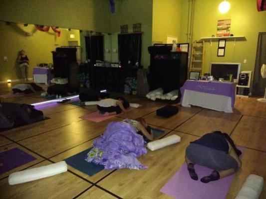 Essential oils yoga class was incredible. Restorative yoga