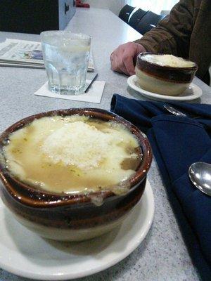 French onion soup with gruyère & parmesan, $7