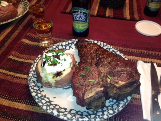 Dry aged porterhouse steaks we grilled up at our cabin.