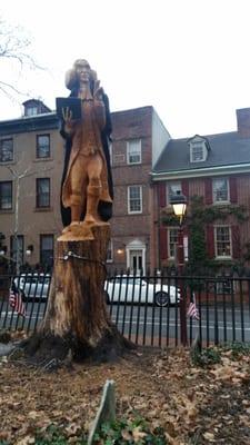 George Duffield carving from one of the trees whose roots were undermining the marble fence foundation (they're scarily tilty)!