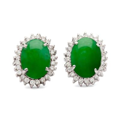 GIA Jade & Diamond Earrings.