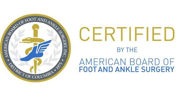 ABFAS Board Certified in Foot Surgery and Reconstructive Rearfoot & Ankle Surgery