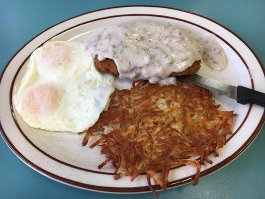 Country fried chicken with 2 eggs