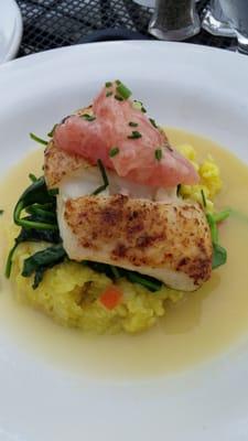 Halibut with saffron risotto