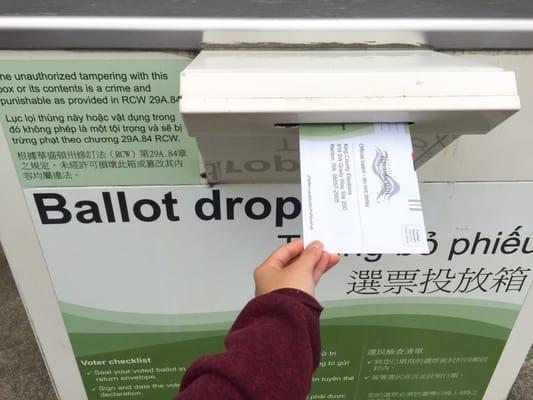 Ballot drop located here at Lake Forest Park City Hall