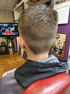 Little boys haircut.