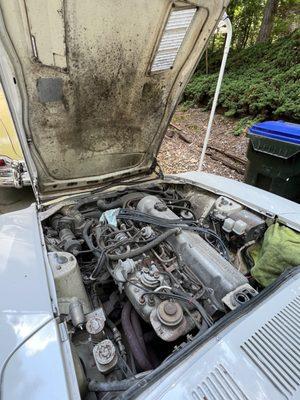 Classic Car Engine Bay Cleaning Before