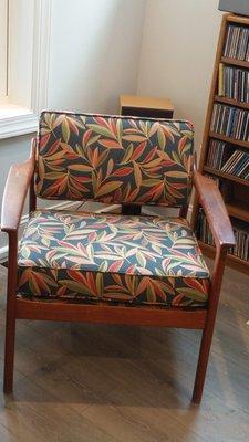 1950s teak chair with new upholstery.