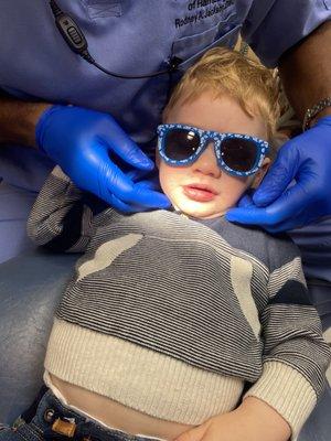 My boy getting his first teeth cleaning!