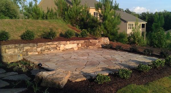 Flagstone Patio with Retention Wall